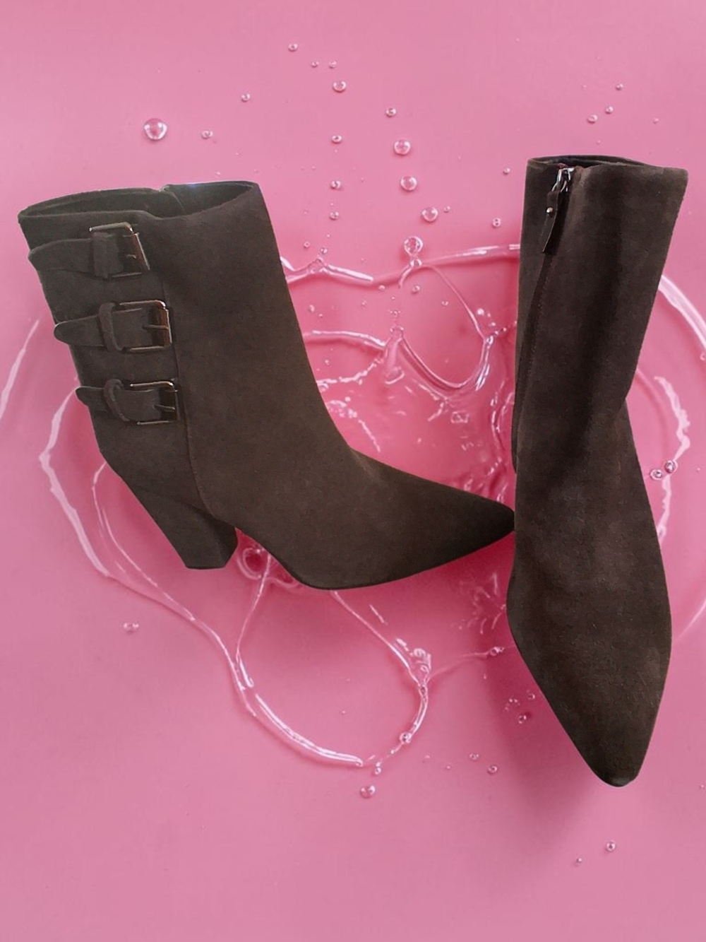Rebecca Minkoff Dark Brown Pointed Toe Buckle Ankle Boots Womens Shoes Size 10